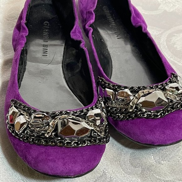 Gianni Bini Ballet Flats Purple Rhinestones Sz.6.5 - Picture 6 of 7